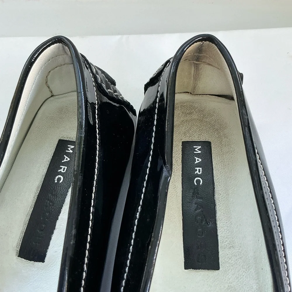 Marc Jacobs Shiny Black Loafers with Bow Detail